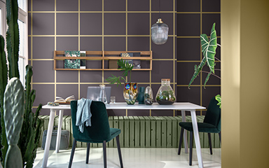 Soft brown wall with checks marked in soft yellow