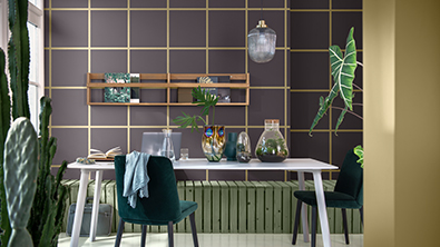 Soft brown wall with checks marked in soft yellow